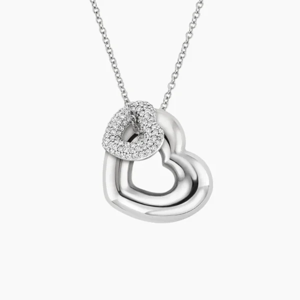 Two Hearts Lab Diamond Tube Necklace (1/3 ct. tw.) in Platinum - Image 2