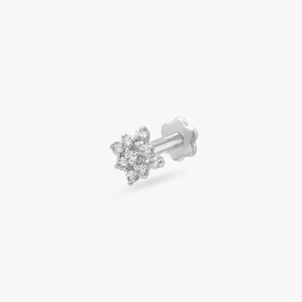 Frosted Blossom Diamond Nose Pin - Image 2