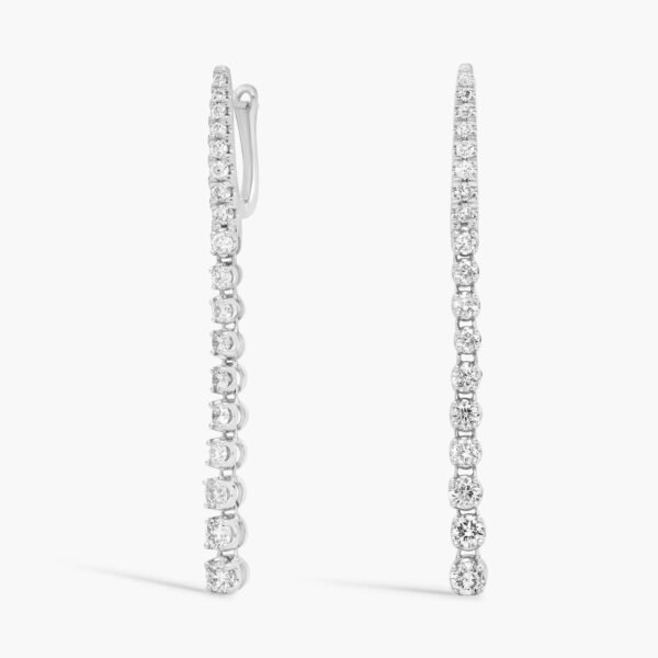 Diamond Line Drop Earrings in 14k White Gold - Image 2