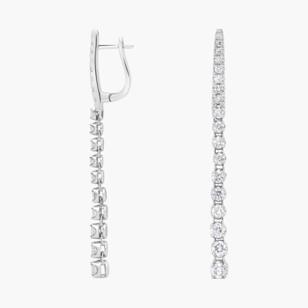 Diamond Line Drop Earrings in 14k White Gold - Image 4