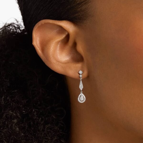 Diamond Vintage-Inspired Teardrop Earrings - Image 3