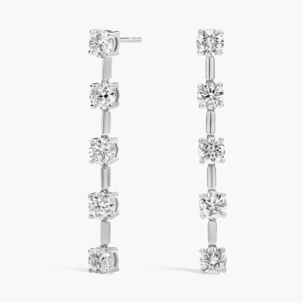 Lab Grown Round Diamond Line Drop Earrings - Image 2