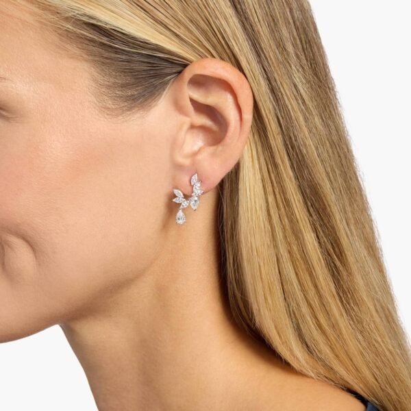 Pear and Marquise Lab Grown Diamond Leaf Cluster Earrings - Image 3