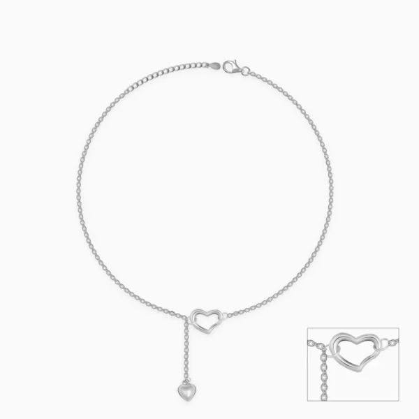 Silver Heart Melting Chain Anklet - Image 2