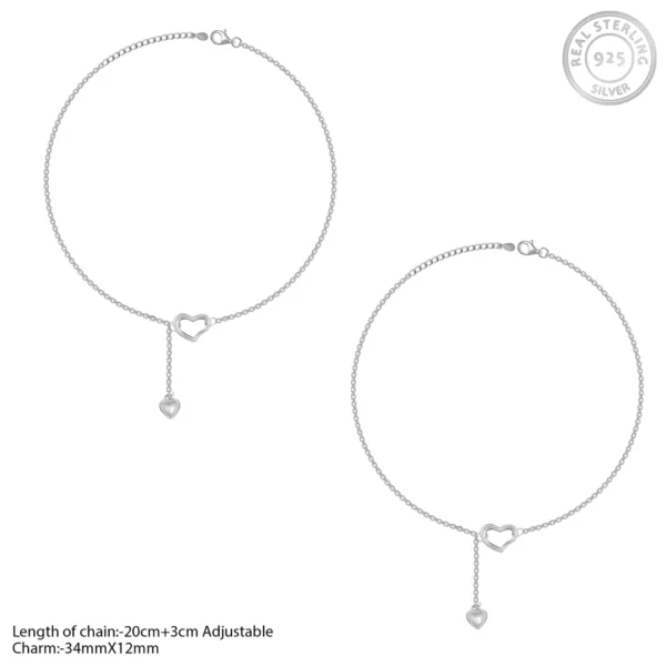 Silver Heart Melting Chain Anklet - Image 4