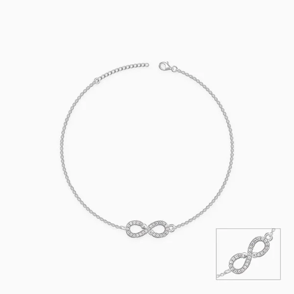 Silver Infinity Zircon Anklet - Image 2