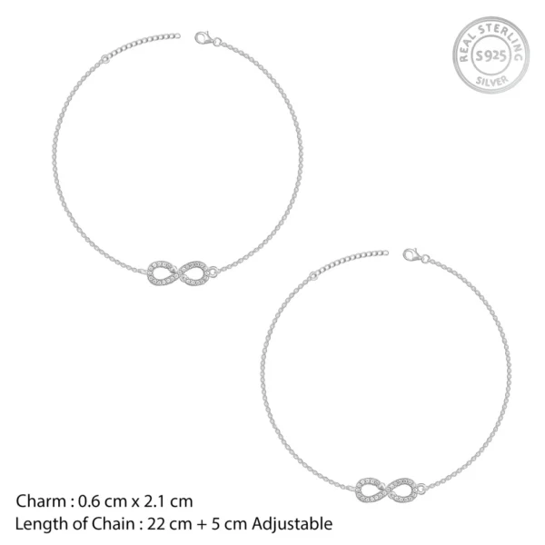 Silver Infinity Zircon Anklet - Image 4