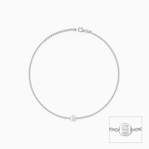 Silver Minimal Bead Anklet - Image 2