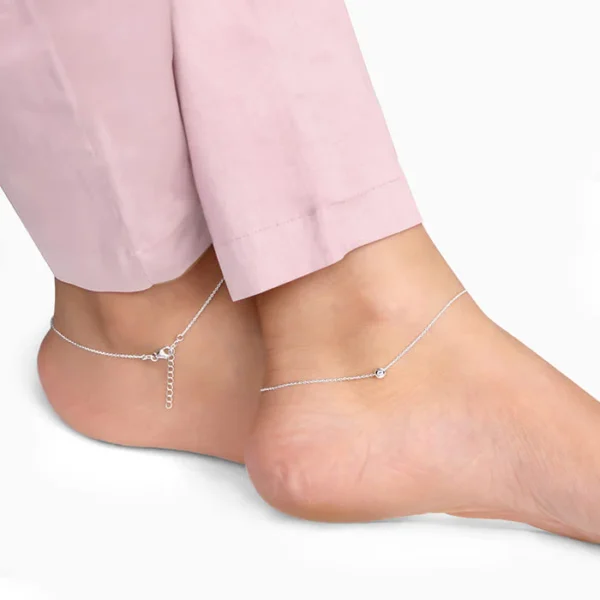 Silver Minimal Bead Anklet - Image 3