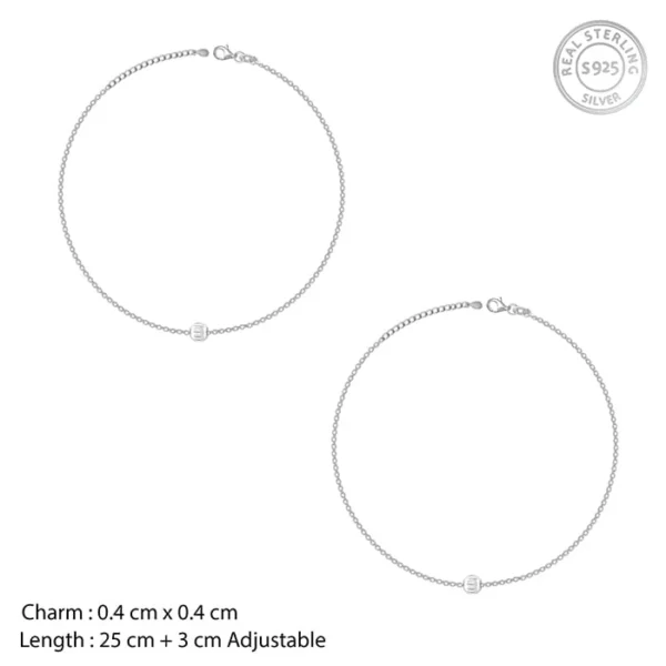 Silver Minimal Bead Anklet - Image 4