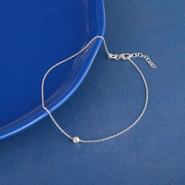 Silver Minimal Bead Anklet - Image 5
