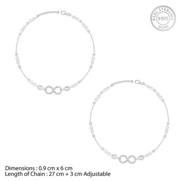 Silver Graceful Infinity Anklet - Image 2