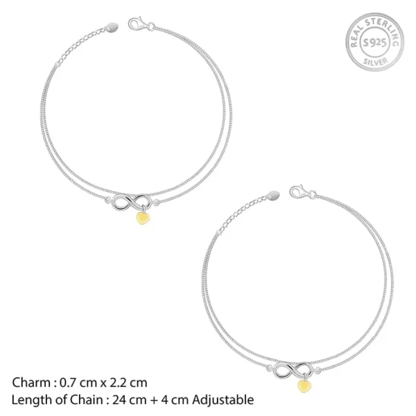 Silver Forever Heart Anklet - Image 4