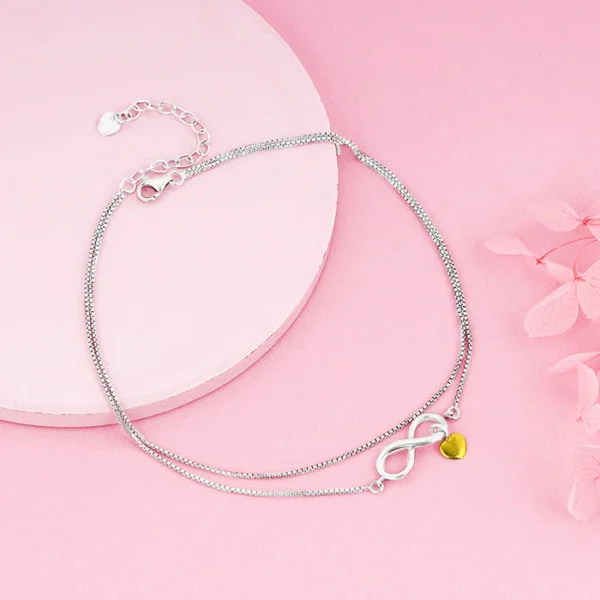 Silver Forever Heart Anklet - Image 5