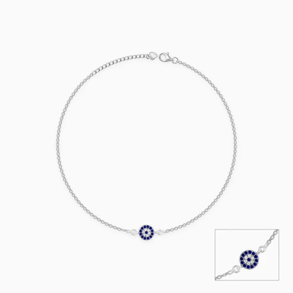 Silver Blue Evil Eye Anklet - Image 2