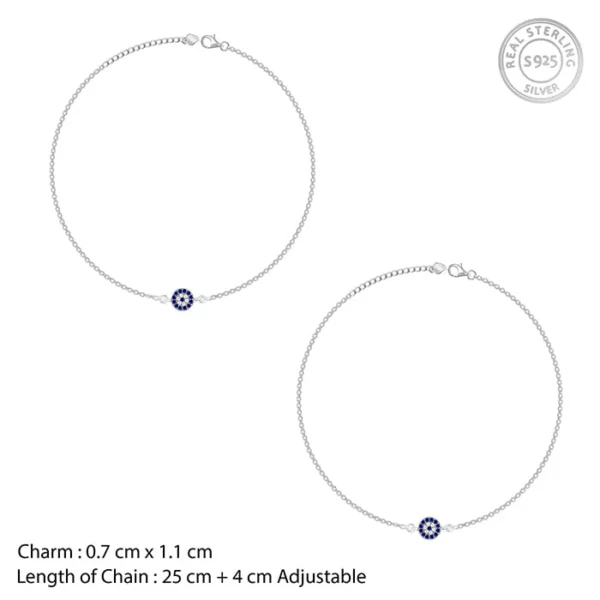 Silver Blue Evil Eye Anklet - Image 3