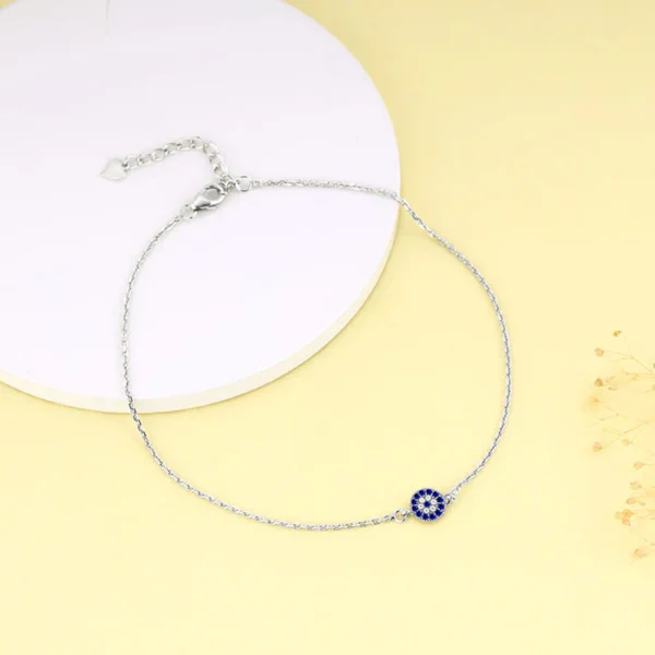 Silver Blue Evil Eye Anklet - Image 4