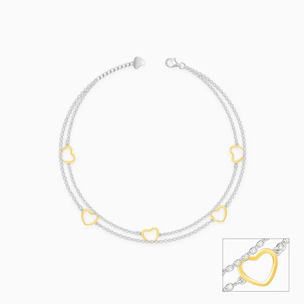 Dual Tone United Hearts Anklet - Image 2