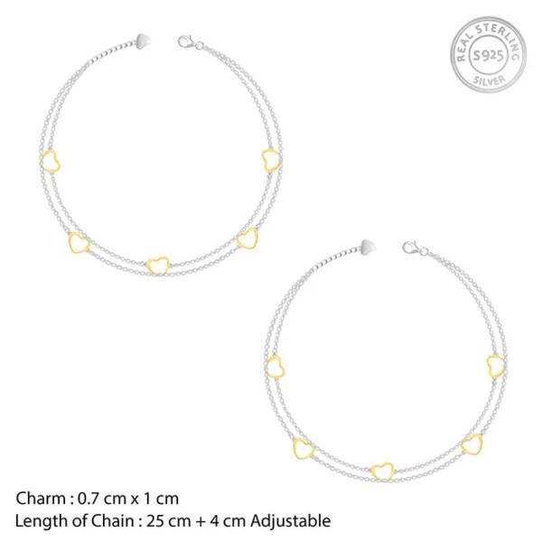 Dual Tone United Hearts Anklet - Image 4