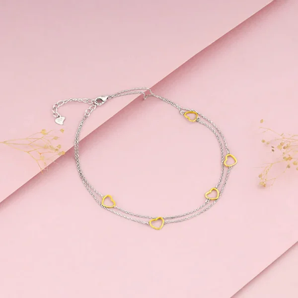 Dual Tone United Hearts Anklet - Image 5