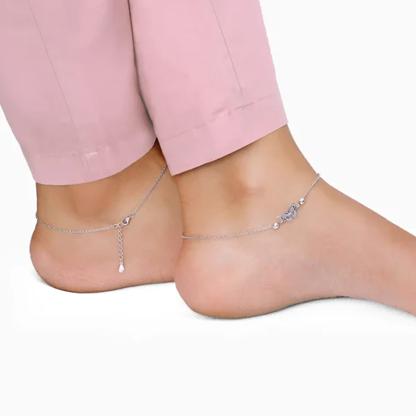 Silver Gypsy Butterfly Anklet - Image 3