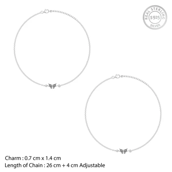 Silver Gypsy Butterfly Anklet - Image 4