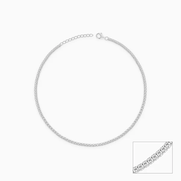 Silver Classic Tennis Anklet - Image 2