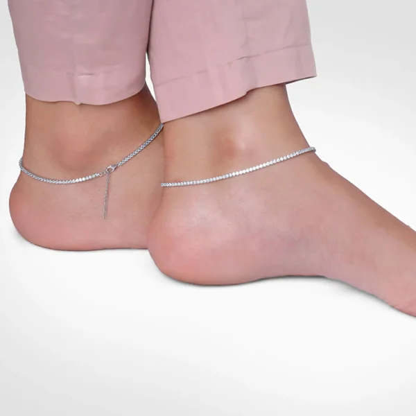Silver Classic Tennis Anklet - Image 3