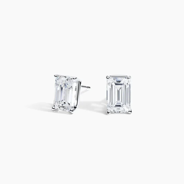 Emerald Cut Lab Grown Diamond Stud Earrings - Image 2