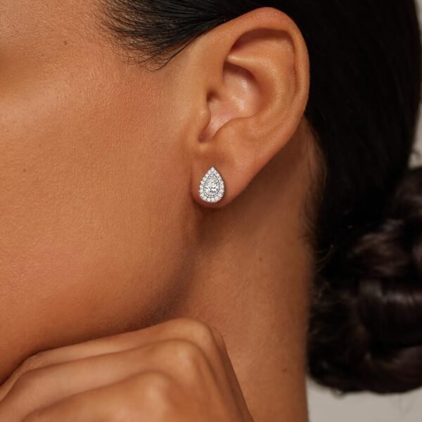 Pear Lab Grown Diamond Halo Stud Earrings (1 1/2 ct. tw.) - Image 2