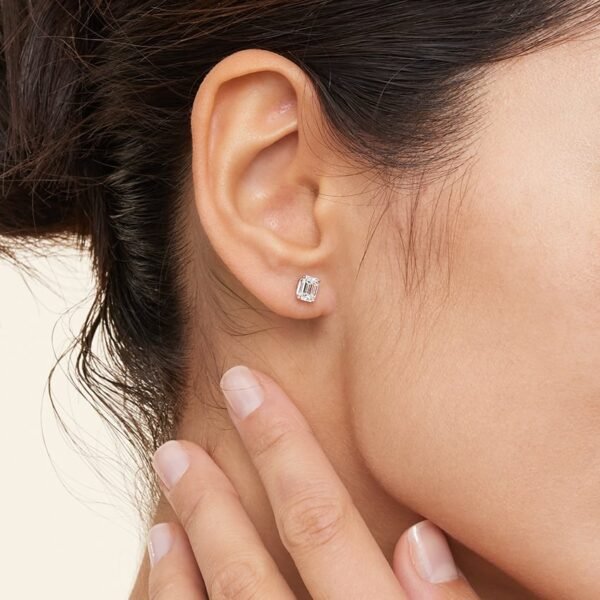 Emerald Cut Lab Grown Diamond Stud Earrings - Image 3
