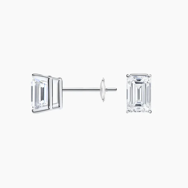 Emerald Cut Lab Grown Diamond Stud Earrings - Image 4