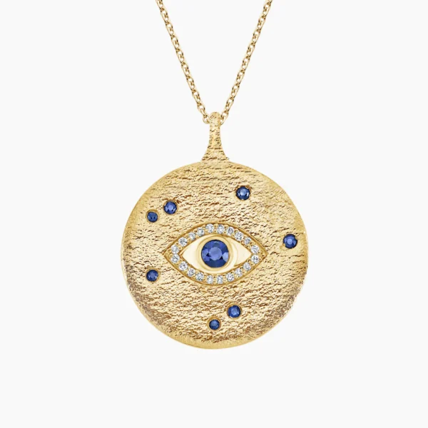 The Mystic Evil Eye Medallion and Paperclip Necklace Set in 14K Yellow Gold - Image 4