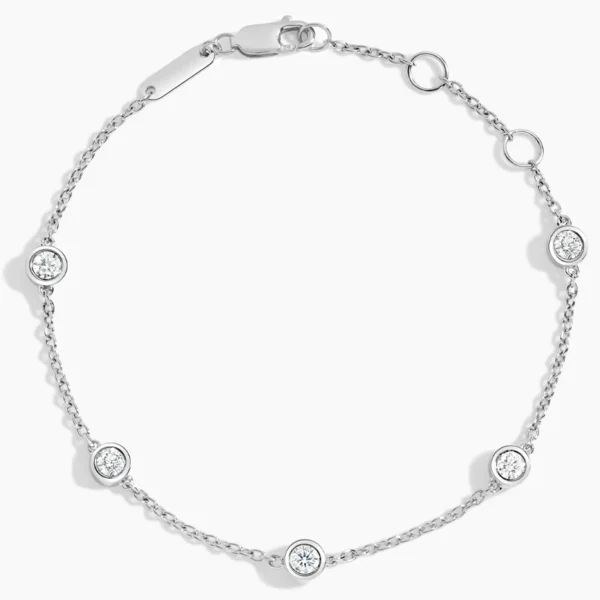Five Diamond Bezel Bracelet (1/2 ct. tw.) in 18K White Gold