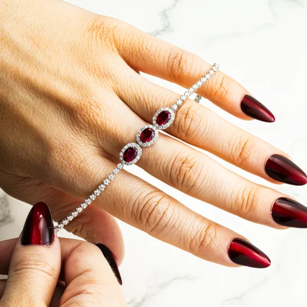 White Gold Oval Cut Ruby & Diamond Bracelet 5.34ctw - Image 2