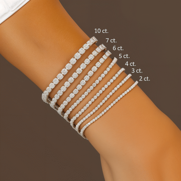 14K White Gold Round Sapphire & Diamond Bracelet - Image 6