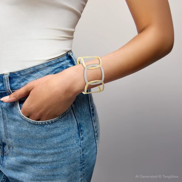 T.W. Diamond Interlocking Links Cuff - Image 2