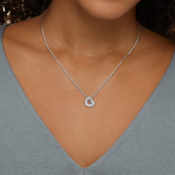 Heart Shaped Lab Diamond Tube Pendant (1/3 ct. tw.) in Platinum - Image 2