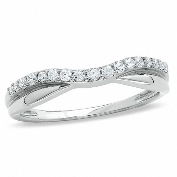 Diamond Twist Contour Wedding Band - Image 2