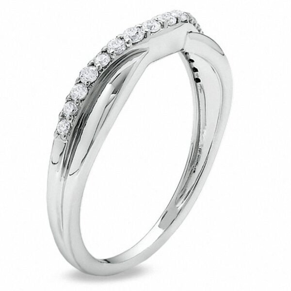 Diamond Twist Contour Wedding Band - Image 3