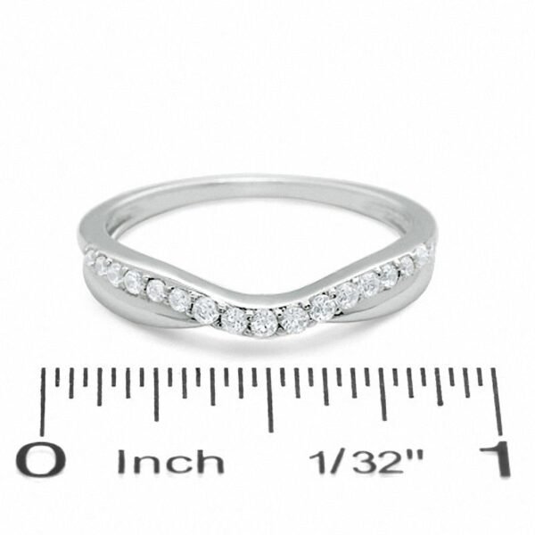 Diamond Twist Contour Wedding Band - Image 4