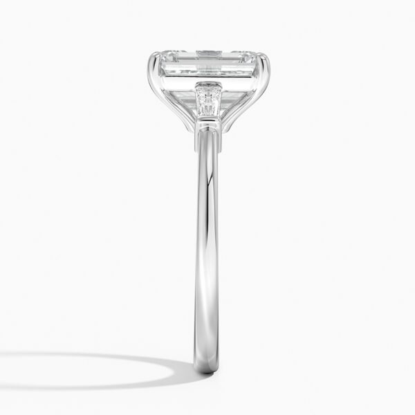 Tapered Baguette Three Stone Diamond Ring in 18K White Gold - Image 3