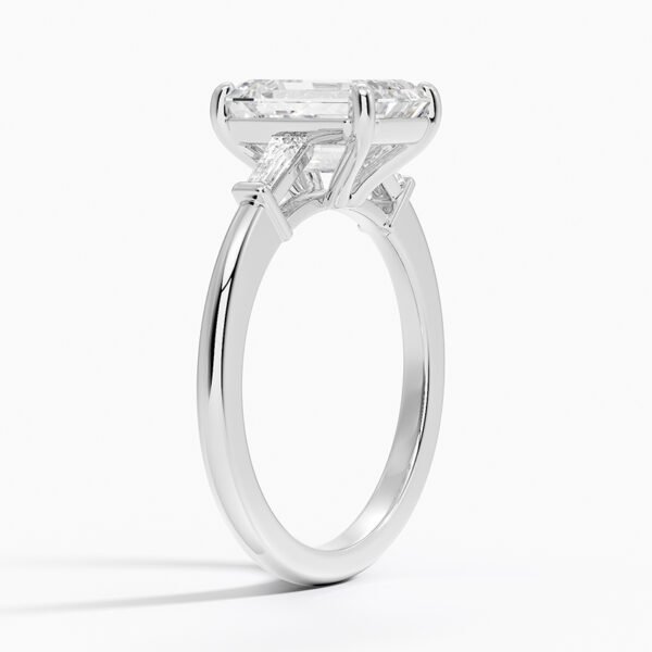 Tapered Baguette Three Stone Diamond Ring in 18K White Gold - Image 2