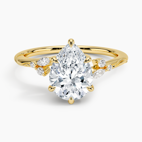 Camellia Milgrain Diamond Ring